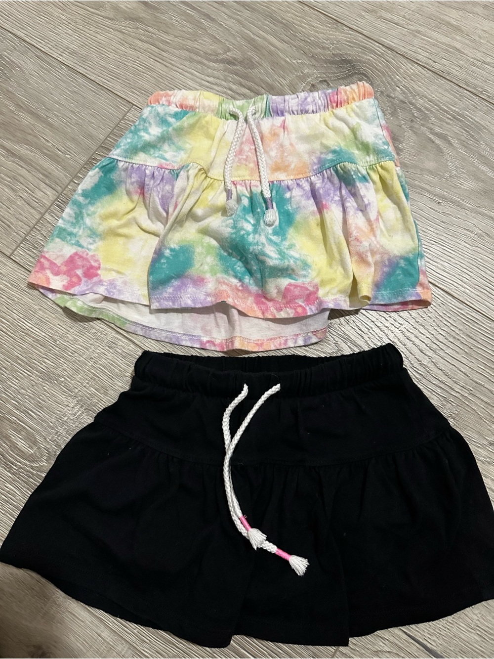 Cat & Jack Tie-Dye Tiered Skort and Black Tiered Skort Set